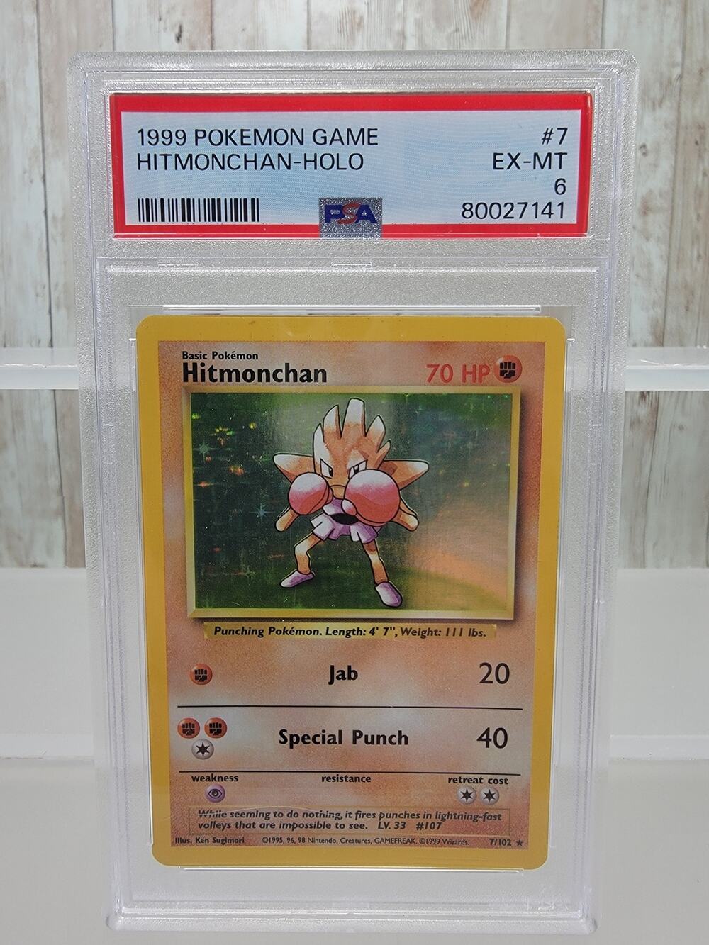 Pokemon 1999 Nockchan 7/102 Holo Base Set PSA 6